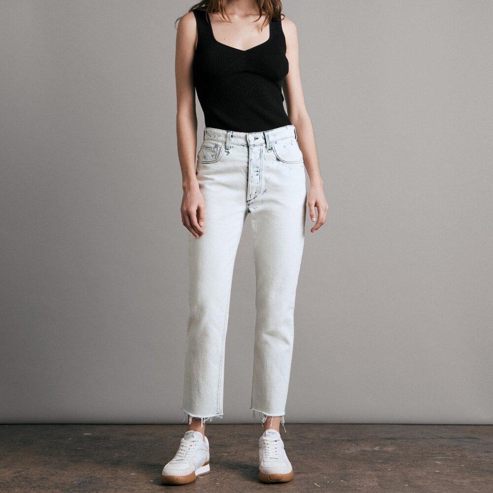 NWT Rag & Bone Nina High Waist Distressed Ankle Cigarette Jeans in Half Moon 28
